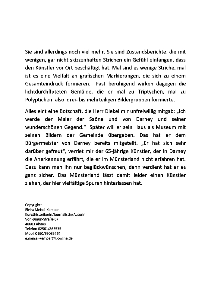 Einführung in die Ausstellung "Darney - la Vôge" in Steinfurt von Elvira Meisel-Kemper